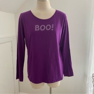 Halloween Purple Long Sleeve Top with 'BOO!' XL
